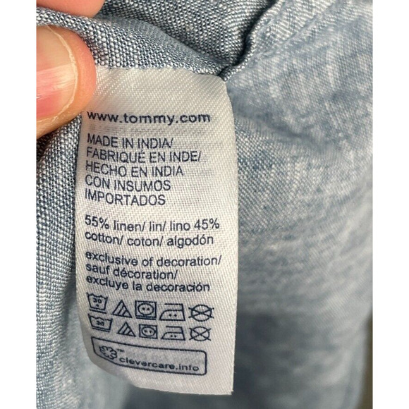 Tommy Hilfiger Men's XXL Linen Blend Woven Button Down Shirt Short Sleeve - Picture 8 of 8